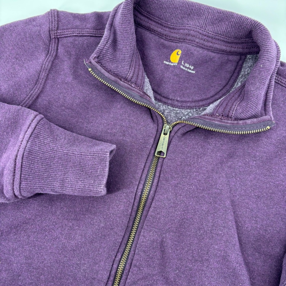 Carhartt Full Zip Sweatshirt Womens Large 12/14 Purple‎ Fleece Mock Neck